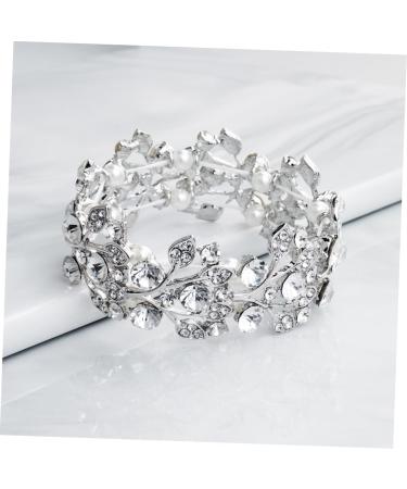 Solustre Pearl Stretch Bracelet - Pearl Anniversary Gifts Wedding & Bridal Tennis Bracelets for Women - Diamond & Crystal Bird Design 6.5*3cm Silver - Buy Online on GoSupps.com