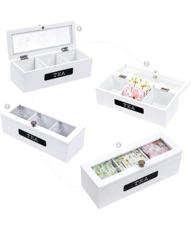 Tea Box for Tea Bags Organizer Wood 3 Compartments Tea Bag Organizer for Cabinet Tea Caddy Organizer Box Tea Storage Chest Decorative Box for Organizing and Displaying Tea - Buy Online on GoSupps.com