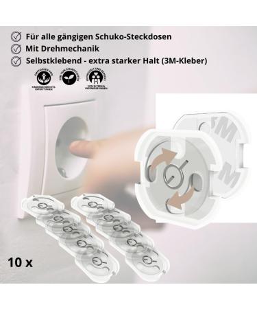 10x Socket Fuse Plug - In Protection | Extra Strong Child Lock Transparent | Tinos Rotary Mechanics Schuko - Buy Online on GoSupps.com