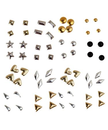 VAGA Professional 3D Nail Art Decorations - Gold and Silver Metal Studs in 12 Shapes - Buy Online on GoSupps.com