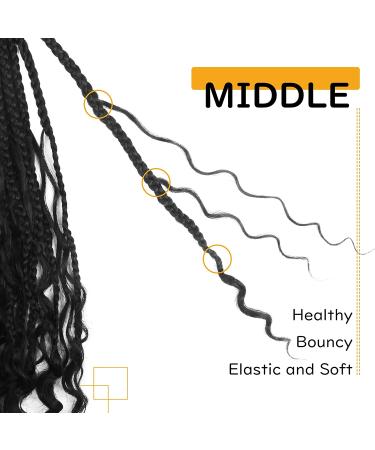 BOHOBABE 12 Short Bohemian Box Braids Crochet Hair with Curly Ends - 8 Packs Crochet Box Braids (1B) - Buy Online on GoSupps.com