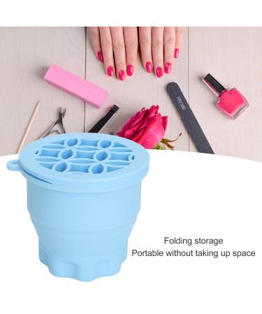 2 in 1 Makeup Brush Cleaner Bowl | Portable Folding Cleaning Mat with Drying Rack | Space-Saving Brush Cleaner in Blue - Buy Online on GoSupps.com