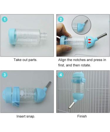 WishLotus Hamster Dispenser Bottle No Drip Plastic Hanging Water Bottle Automatic Water Bottle Dispenser Cage Bowl with 2 Rolling Balls for Rabbit Guinea Pig Rat Gerbil Chinchilla (125ml Blue) 125ml Blue - Buy Online on GoSupps.com