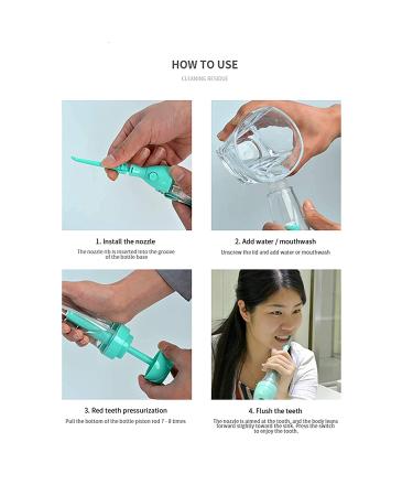 Portable Non-Electric Cordless Water Flosser - Manual Dental Oral Irrigator for Home & Travel - Green - Buy Online on GoSupps.com