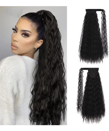 Ponytail Extension 22" Long Kinky Wrap Around Ponytail Hairpiece for Women Ponytail Extension Magic Paste Heat Resistant Synthetic Ponytail Hair Extension(Color:0010) 22inches 0010 - Buy Online on GoSupps.com