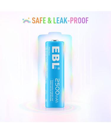 EBL Rechargeable AA Batteries 2500mAh - Ni-MH Double A Battery 10 Pack | Long-lasting Performance for All Devices - Buy Online on GoSupps.com