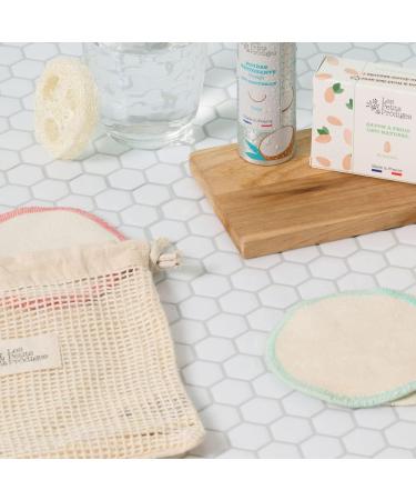 Washable and Reusable Cotton Pads - 7 cotton pads - 100% Organic Cotton Pads All Skin Types Zero Waste Makeup Remover Sponges for Face 1 Towel Side and 1 Microfiber - LES PETITS PRODIGES - Buy Online on GoSupps.com
