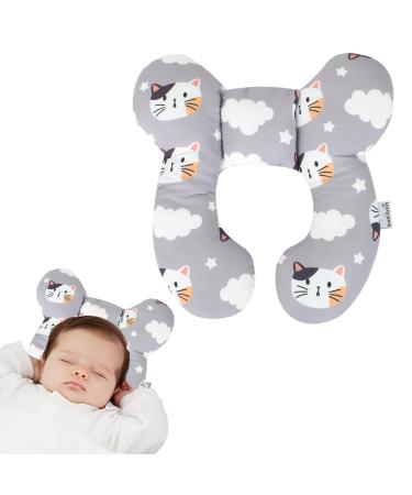 ZYFC Baby Travel Pillow Infant Car Seat Head and Neck Support Pillow Soft Newborn Headrest Sleeping Pillow Cushion Cute Cartoon Head Neck Protector Pillow for Pushchair Stroller Plane Cat