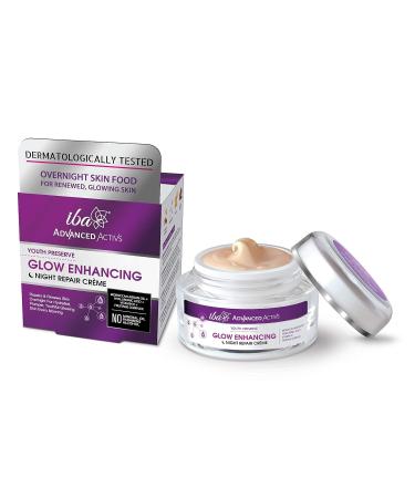 Advanced Activs Youth Preserve Glow Enhancing Night Repair Cr me l With Hyaluronic Acid & Argan Oil l For Dull Dry Skin l Vegan 1.7 oz