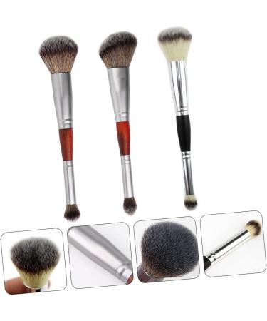 VINTORKY 3pcs Double-ended Makeup Brush Female Makeup Brush Makeup Supplies Blush Brush Wooden Handle - Buy Online on GoSupps.com