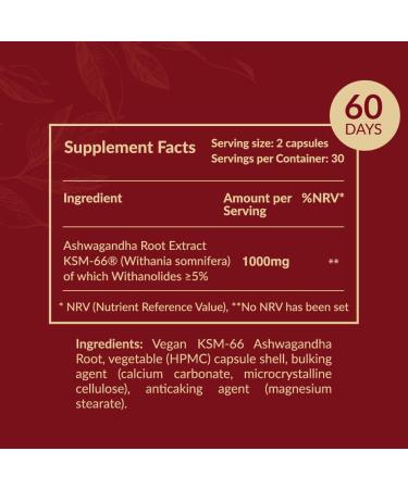 AROMAVITA Ashwagandha Capsules KSM-66 1000mg Daily Dose Pure Organic Root Powder Extract Ayurvedic Supplement - Focus Mood Support Increase Energy Strength. Natural KSM for Superior Absorption. - Buy Online on GoSupps.com
