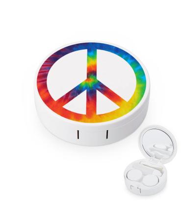 Tie Dye Peace Symbol Round Case For Contact Lens Kit Storage Box with Mirror Printed