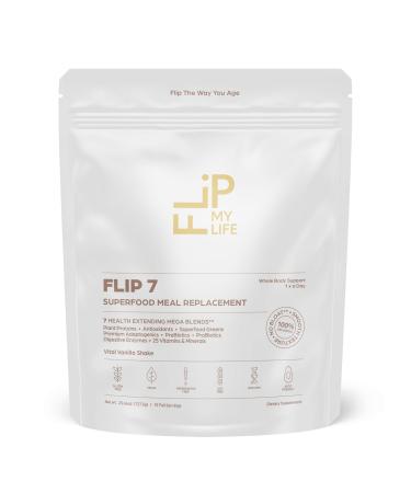 Flip My Life Flip 7 Natural SuperFood Plant-Based Protein Complete Meal Replacement to Support Healthy Gut 7 Mega Nutrient Rich Blends all in one to AGE BETTER - Vanilla