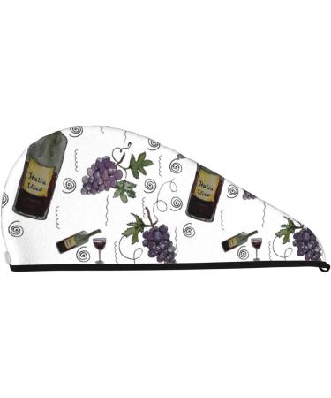Super Absorbent Wine Bottles & Grapes Microfiber Hair Towel for Women | Quick Dry Coral Velvet Wrap for Long Curly & Thick Hair - Buy Online on GoSupps.com