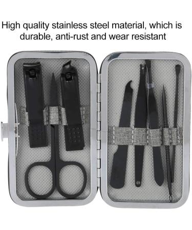 Fingernail Scissors 2 Color 8 in 1 Mini Nail Kit Travel Manicure Kit Stainless Steel Nail Clippers Set Nail File Nail Manicure Kit (Black) - Buy Online on GoSupps.com