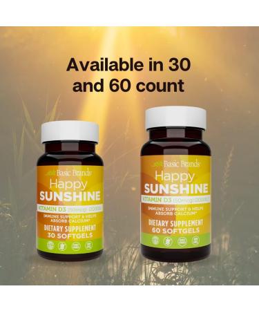 Basic Brands Happy Sunshine Vitamin D3 2000IU 60 Count (Pack of 2) - Buy Online on GoSupps.com