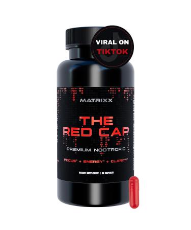 Matrixx The Red Cap 10-in-1 Nootropic Formula | Natural Focus Energy Clarity & Productivity Supplement | Rhodiola L-Theanine Citicoline Lions Mane Limitless Brain Booster Supplement Capsules