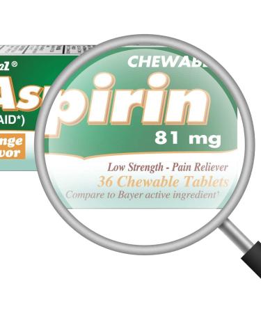 HealthA2Z Aspirin 81mg Chewable Tablets - 3 Packs (108 Tablets) | Low Strength Orange Flavor Pain Reliever | Reduce Headaches & Pains - Buy Online on GoSupps.com