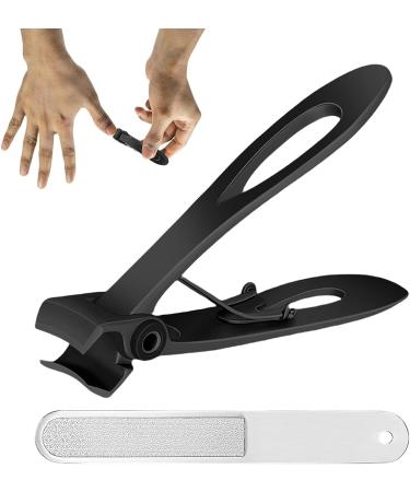 German Nail Clippers for Men Thick Nail Clippers - Stainless Steel Nail Clippers Wide Mouth Nail Clippers with Ergonomic Bevelled Head Metal Nail File Black - Buy Online on GoSupps.com