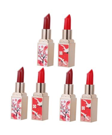 TOVINANNA 6 Pcs Chinese Style Lipstick Moisturizing Lipstick Makeup Lip Gloss Lipstick for Lady Non-stick Cup Lipsticks Lipstick for Women Grey Wigs for Women Vintage Set Shell Plastic