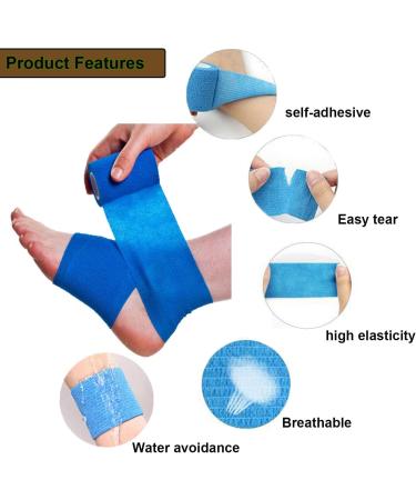 Self-Adhesive Bandage 7.5cm x 4.5m | Non-Woven Elastic Bandage for Humans & Pets | Flexible Sports Wrap - 12 Rolls Blue - Buy Online on GoSupps.com