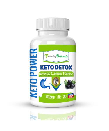Power By Naturals - Keto Detox Cleanse Pills for Ketogenic Diet - Promotes Weight Loss Reduces Belly Fat Flushes Toxins & Water - Bloating Relief - 60 Keto Detox Pills (USA)