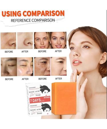 Kojic Acid Soap Bar Facial Soap Deep Cleansing Soap for Removing Black Spots and Moisturizing Soap Bar for Face and Body Solid Soap for Reducing Acne and Scar (100g) orange - Buy Online on GoSupps.com