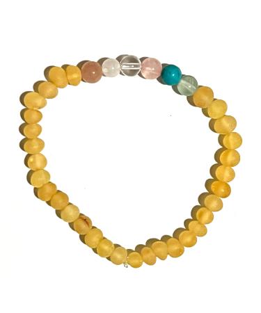 Baltic Amber + Quartz + Turquoise Bracelet by UMAI | Pain Relief from Carpal Tunnel | Certified | Anti-inflammatory Rainbow