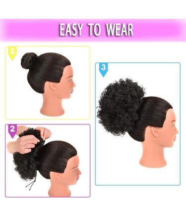 Premium Synthetic Afro Puff Drawstring Ponytail for Black Women - Natural Black Curls - Buy Online on GoSupps.com