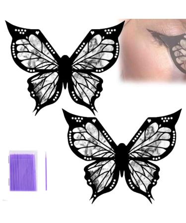 Butterfly Eyeliner Stencil Winged Eyeliner Stamp Reusable and Flexible Eyeliner Stamp Tool Suitable for Makeup Beginners for Winged Look (2Pcs)