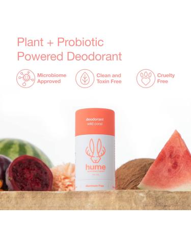 Hume Supernatural Aluminum Free Deodorant for Women & Men - Safe for Sensitive Skin - Probiotic Plant-Based Baking Soda Free Aloe & Cactus Flower Anti Sweat Stain & Odor Wild Coral 2-Pack Wild Coral - 2 pack - Buy Online on GoSupps.com
