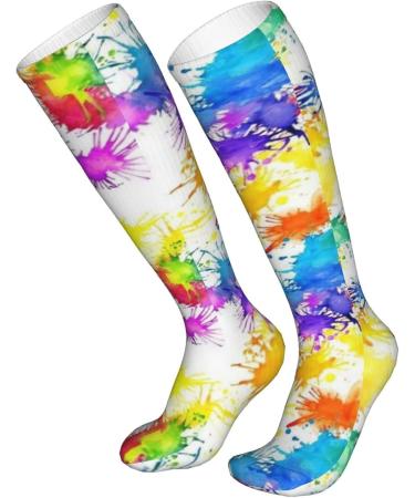 Rainbow Paint Splash Tie Dye Compression Socks for Men & Women - 15-20 mmHg | Perfect Support for Running & Cycling - Buy Online on GoSupps.com
