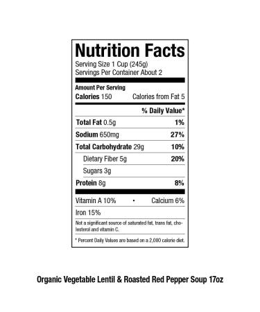 Pacific Foods Organic Vegetable Lentil & Roasted Red Pepper Soup - 17 oz (Pack of 12) - Healthy & Delicious - Buy Online on GoSupps.com