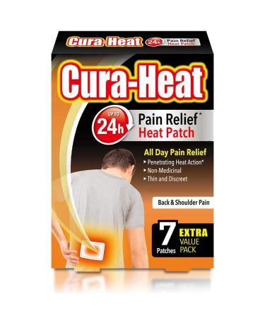 Cura-Heat Back and Shoulder Pain heat patche | 7 patches | Targeted Pain Relief | Pain relief up to 24h | Penetrating Heat Action 7 Count (Pack of 1)
