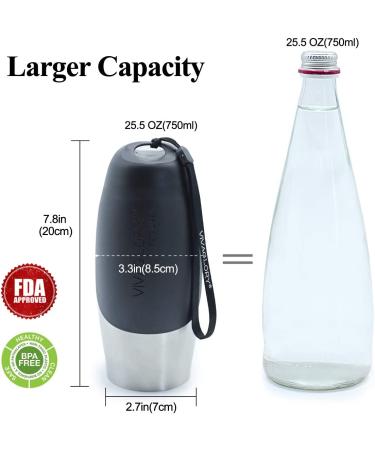 Vivaglory 25oz Stainless Steel Dog Water Bottle | Portable & Leakproof for Walking & Hiking - Buy Online on GoSupps.com