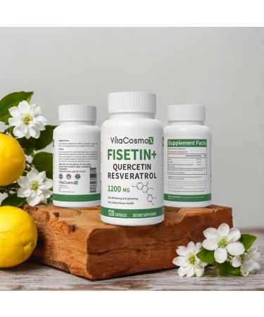 VitaCosmoX Fisetin Quercetin Resveratrol Supplement 1 200 mg 120 Veggie Capsules 100% Vegetarian Non-GMO & Gluten Free - Buy Online on GoSupps.com