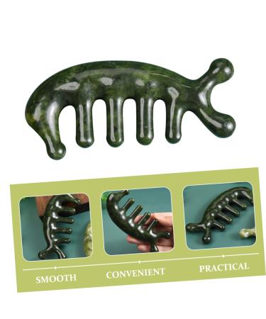 Jade Scalp Massager & Acupuncture Comb | Wood Gua Sha Tool for Head Massage | 3D Tablets 11.50x4.50cm Green - Shop Internationally - Buy Online on GoSupps.com