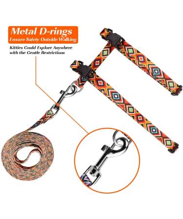 Geometric Pattern Cat Harness and Leash Set - Escape Proof & Adjustable for Outdoor Walking - Orange - Buy Online on GoSupps.com