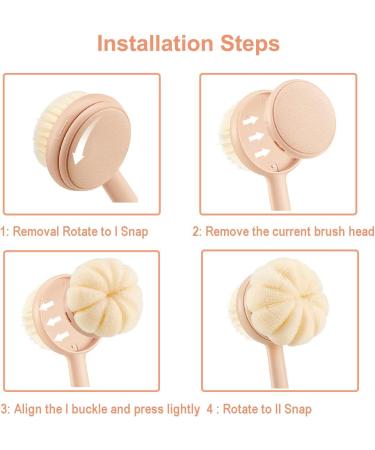 3 in 1 Bath Brush for Women - Long Handle Back Scrubber with Interchangeable Heads - Exfoliating Body Scratcher with Soft Stiff Bristles - Shower and Bath Accessory - Buy Online on GoSupps.com