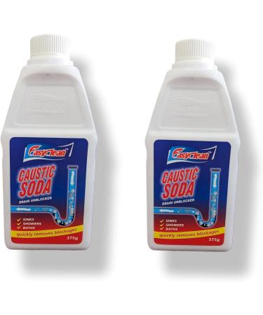 Industrial-Strength Fast-Action Caustic Drain Cleaner (750g) - Dual Pack of 375g Bottles for Tough Clogs and Backlogs - Buy Online on GoSupps.com