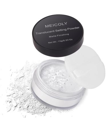 MEICOLY Talc-Free Setting Powder with Sifter Long Lasting Loose Face Powder Translucent Powder Colorset Powder Matte Finishing White Face Paint Setting Powder for Halloween SFX Makeup Oil Control