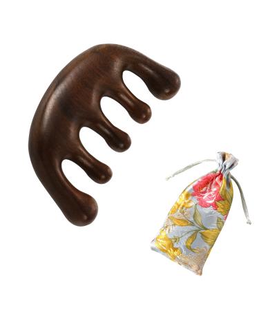 Massage comb scalp natural sandalwood hair massage comb wide teeth combs for hair suitable for women scalp relaxing tiredness (wood color)
