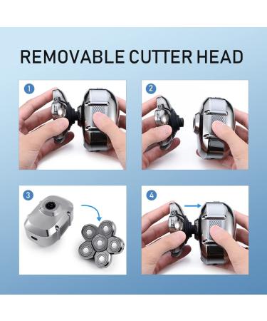 4-in-1 Bald Head Shaver for Men - Wet/Dry Electric Razor, Beard Trimmer Grooming Kit - USB Rechargeable Cordless Shaver with LED Display - Silver - Buy Online on GoSupps.com