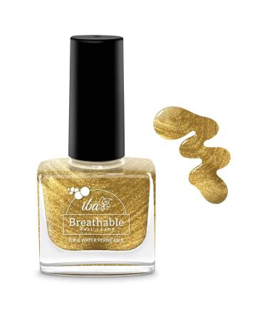 IBA Nail Polish Breathable Air and Water Permeable Halal Wuzu Friendly (B23 Gold Sparkle)