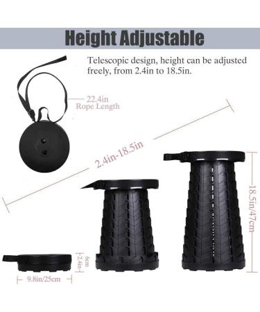 2023 Upgraded Portable Folding Stool for Camping & Outdoor Activities - Collapsible Telescoping Design for Adults - Compact & Lightweight - Black - Buy Online on GoSupps.com