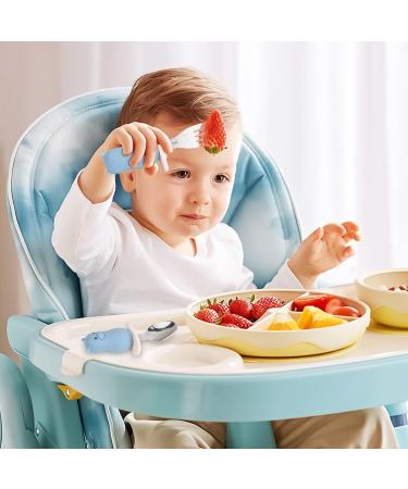 Vicloon Baby Fork and Spoon Set - 2PCS Silicone Stainless Steel Cutlery for Children | Ergonomic Design for Self-Feeding | Short Handle Training Tableware (Hippo) - Buy Online on GoSupps.com