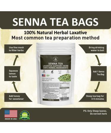 Senna Tea (50 Tea Bags) | Premium Herbal Laxative for Constipation Relief | Colon Cleanse with 100% Natural Senna Leaves | 50 Count - Buy Online on GoSupps.com