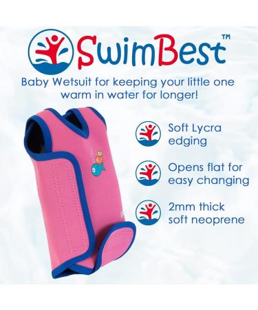 SwimBest Baby Wetsuit - Neoprene Baby Swimming Costume with 50+ UV Protection, Pink 12-24 Months - Buy Online on GoSupps.com