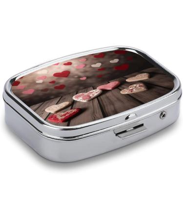 Valentine's Day Pill Box - Decorative 2 Compartment Portable Pill Organizer | Metal Medicine Case for Pocket & Purse - Buy Online on GoSupps.com