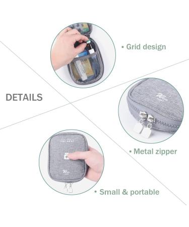 Portable Mini Medicine Bag - 2-Piece Waterproof Travel Pharmacy Pocket for First Aid & Medication Storage (Gray/Red) - Buy Online on GoSupps.com